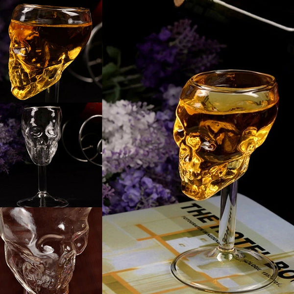 skull wine glass close up