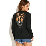 open back skull sweater on model back view