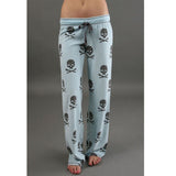 skull print pajama pants blue