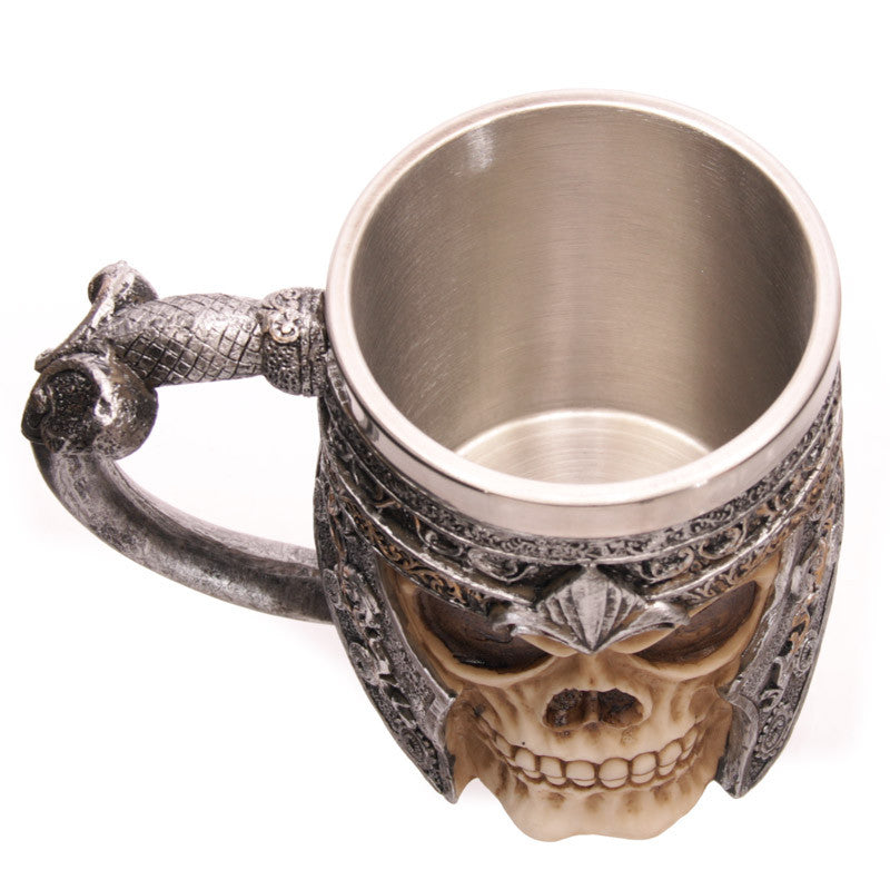 Coffee Mug, Stainless Steel Viking Warrior Skull Beer Mugs Resin