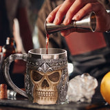 viking skull coffee mug close up