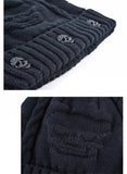 black skull beanie closeup of detail