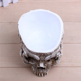 antique skull planter top view