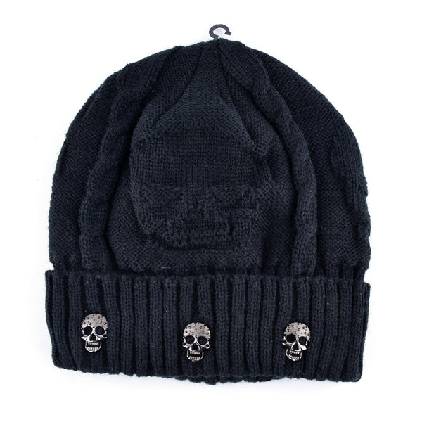 black skull pattern beanie