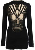 open back skull sweater black