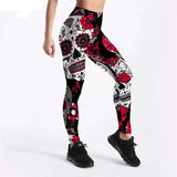 front view red skull leggins