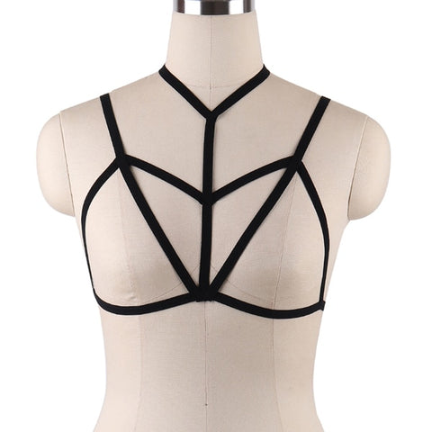 elastic black goth harness