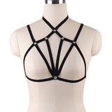 goth harness with 6 metal loops and chest coverage