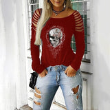 burgundy skull blouse