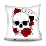 playing card and skull pillow cover