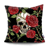 skull pillow cover with flowers