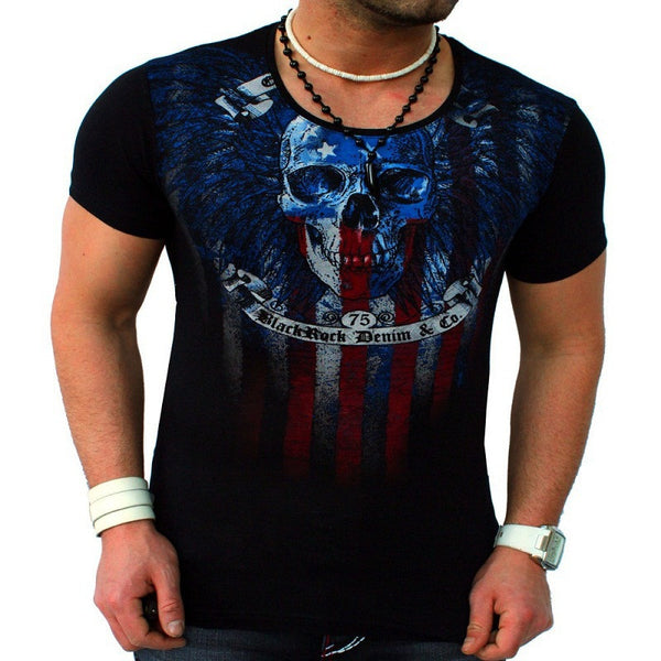 american skull tee black front