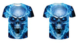Blue Inferno Vampire Skull T-Shirt