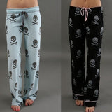 skull print pajama pants black and blue