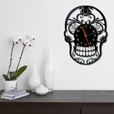 skull wall clock front view white background