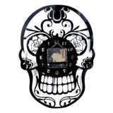 black skull wall clock back side