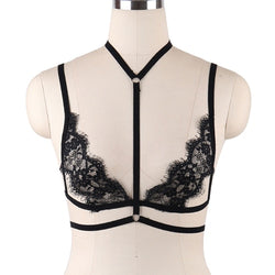 black lingerie style goth harness