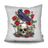 skull pillow cover with bird