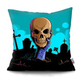 graveyard skull pillow cover