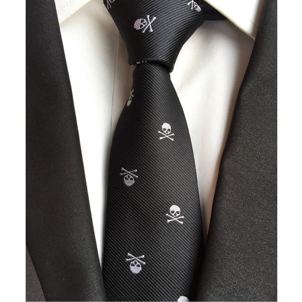 【GRANCY】　Button Design Necktie Black Crag Geometric Necktie | Skinny, Knotty, Classic Widths