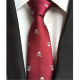 skull tie dark red with white skulls