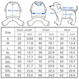 dog hoodie size chart