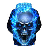 Luminous Blue Skull Hoodie back